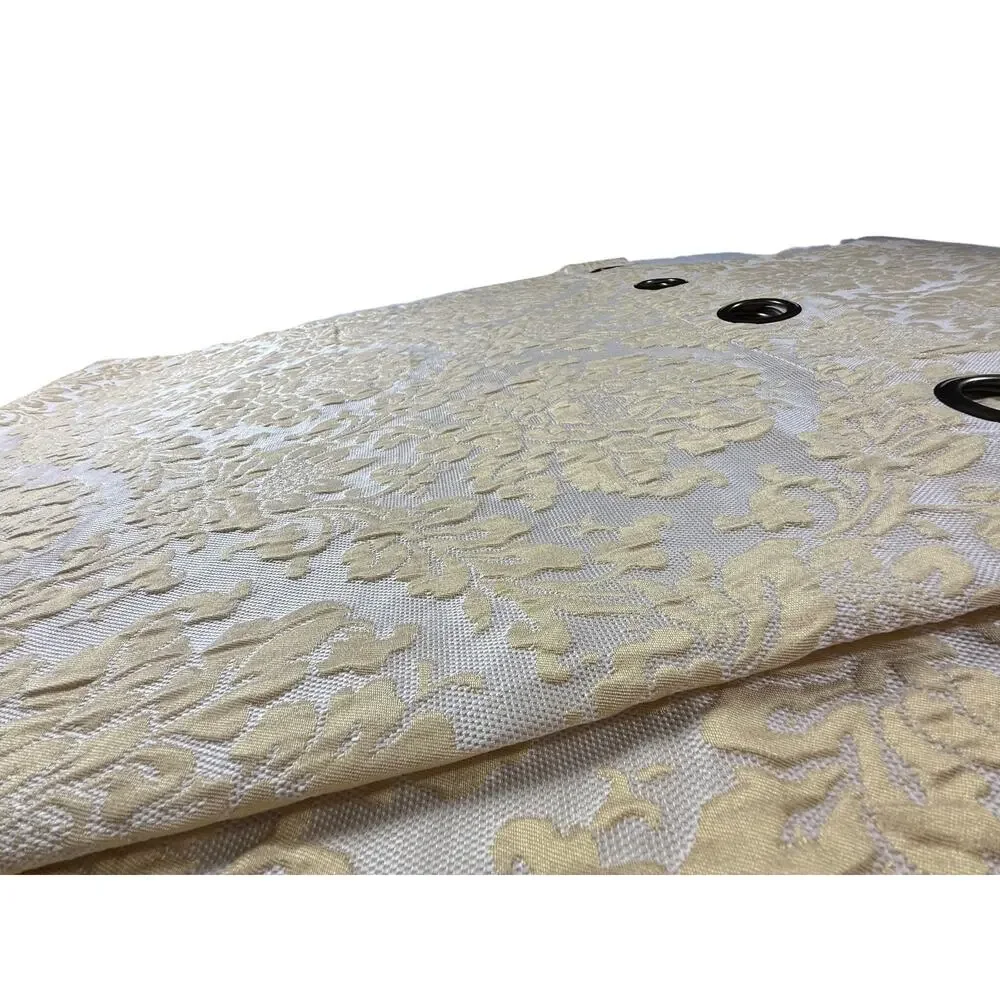 Single Matelasse Printed Curtain Drape Gold Champagne Grommet Top 1 Panel 82